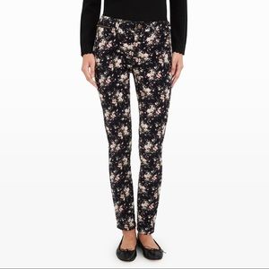 Club Monaco Black Floral Alessia Pant Corduroy Size 4